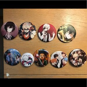 Assorted anime pins